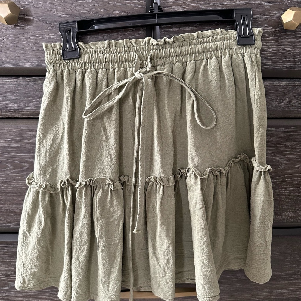 Olive Green Ruffle Skirt